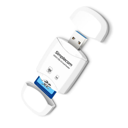 Simplecom CR303 2 Slot SuperSpeed USB 3.0 Card Reader with Dual Caps - White CR303-WH