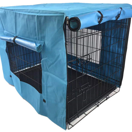 48' Collapsible Metal Dog Puppy Crate Cat Rabbit Cage With Cover Blue