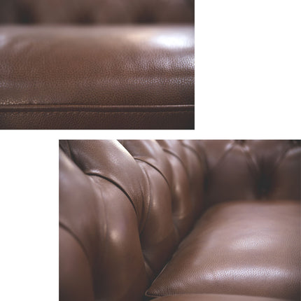 Sonny 3+1 Seater Genuine Leather Sofa Chestfield Lounge Couch - Butterscotch