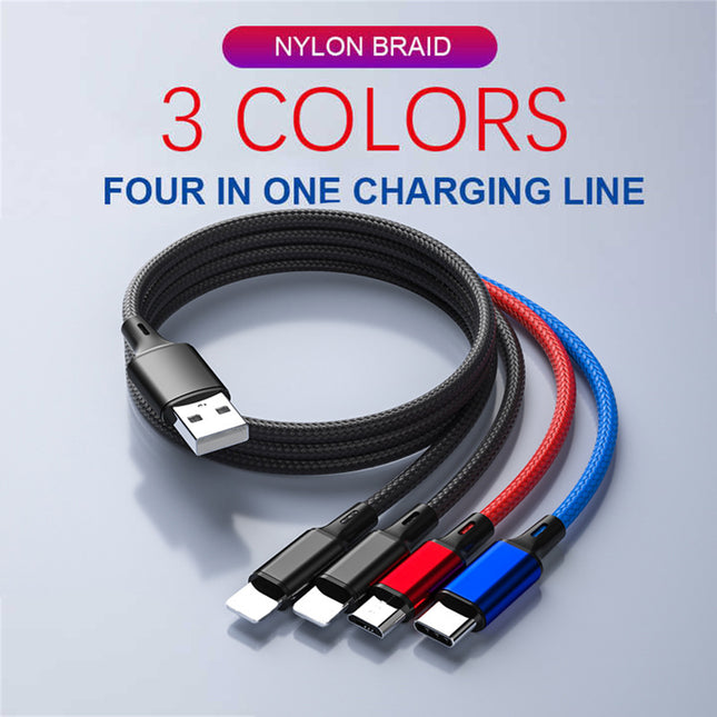 Mobax Nylon Woven 3A Super Fast Charging 4-in-1 USB Charger Charging Cable for Apple