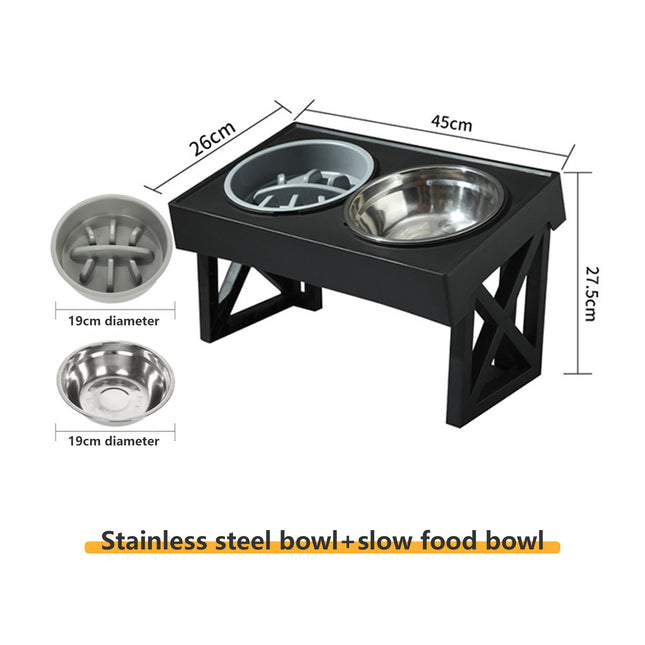 Pawfriends Adjustable Height Raised Stand for Double Bowl Pet Food and Water Feeder