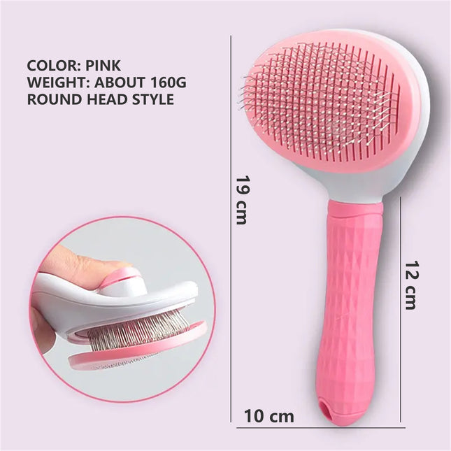Pawfriends Pet Dog Cat Round Head Grooming Comb Brush Tool Gently Removes Loose Knots Mats